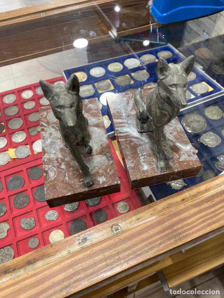 Antig&uuml;edades: Lote de 2 perros sobre base de m&aacute;rmol - Foto 1