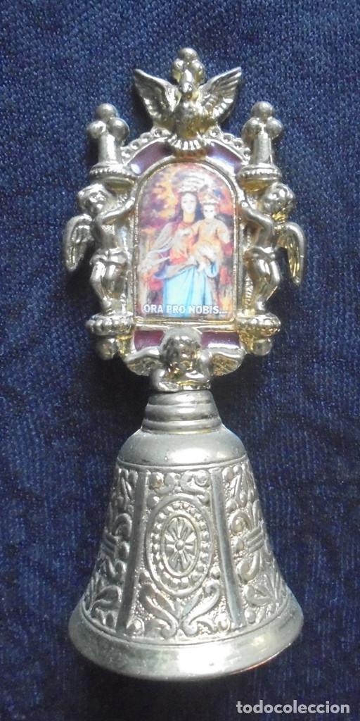 Antig&uuml;edades: Campanilla metal con la Virgen del Carmen - Foto 1