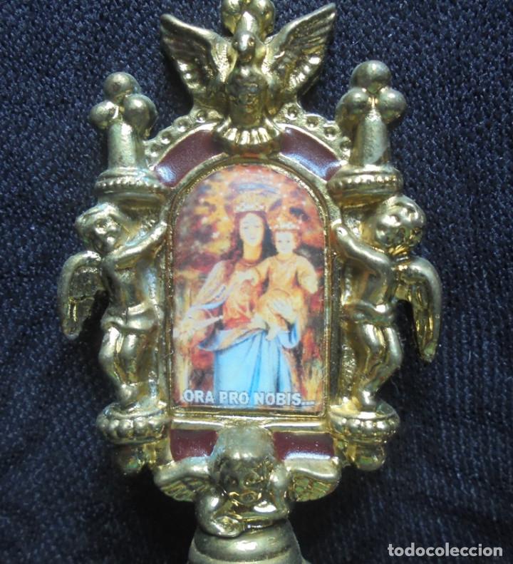 Antig&uuml;edades: Campanilla metal con la Virgen del Carmen - Foto 4