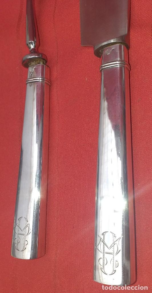 Antig&uuml;edades: CUCHILLO Y TENEDOR DE SERVIR MANGO DE PLATA ART - DEC&Oacute; - Foto 3