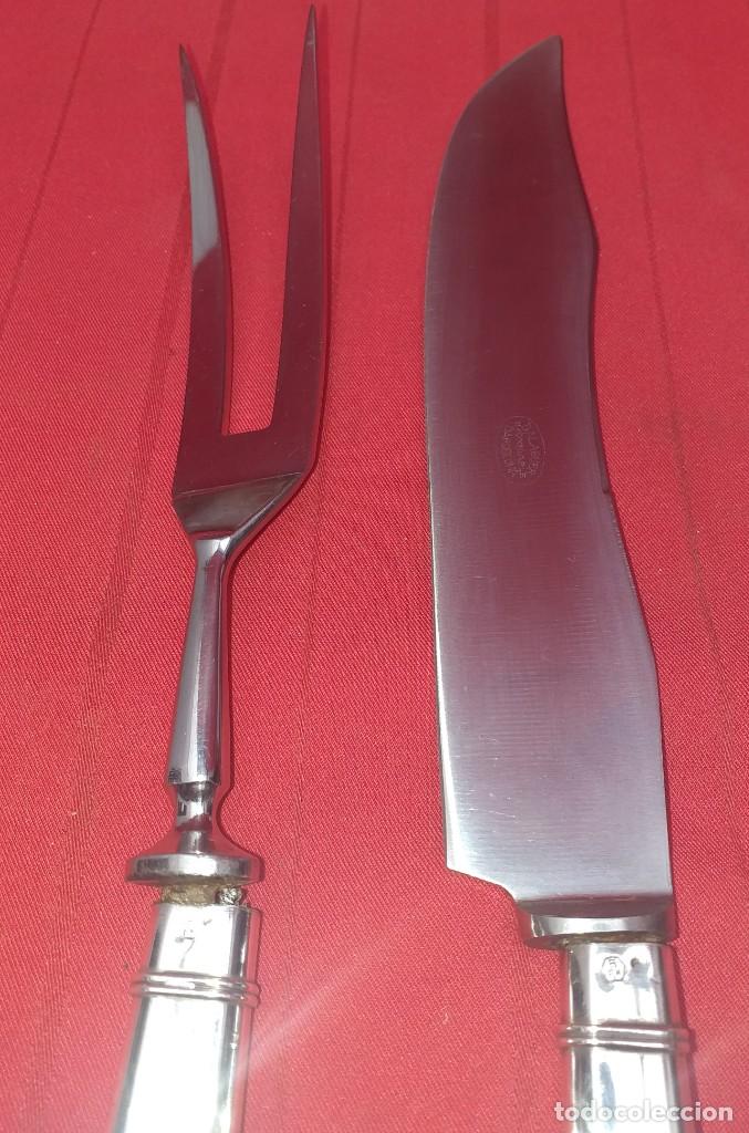 Antig&uuml;edades: CUCHILLO Y TENEDOR DE SERVIR MANGO DE PLATA ART - DEC&Oacute; - Foto 6