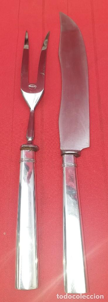 Antig&uuml;edades: CUCHILLO Y TENEDOR DE SERVIR MANGO DE PLATA ART - DEC&Oacute; - Foto 9