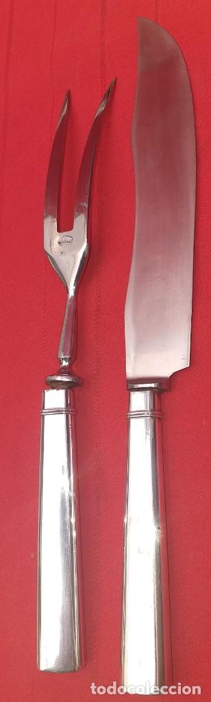 Antig&uuml;edades: CUCHILLO Y TENEDOR DE SERVIR MANGO DE PLATA ART - DEC&Oacute; - Foto 11