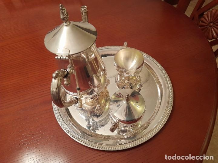 Antig&uuml;edades: JUEGO DE TE PLATEADO CON BANDEJA - Foto 4