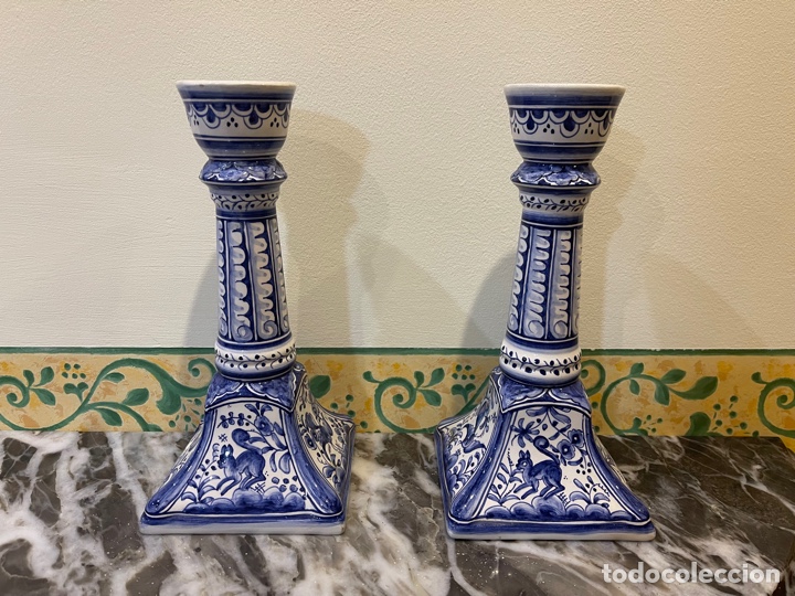 Antig&uuml;edades: Dos candelabros de porcelana - Foto 2