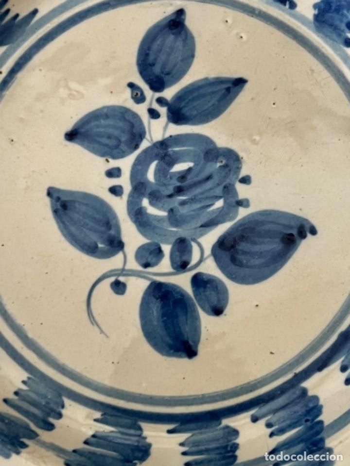Antig&uuml;edades: MANISES - GRAN PLATO AZUL - S. XIX - Foto 3