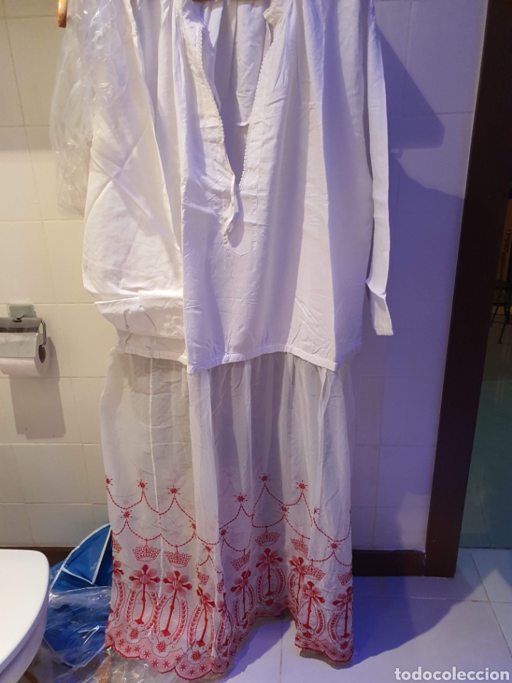 Antig&uuml;edades: alba lino hilo y encaje coronas. 178cm - Foto 4