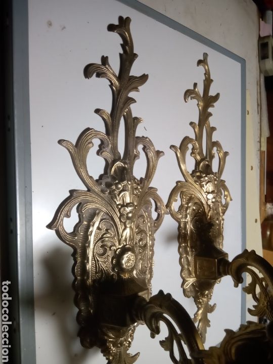 Antig&uuml;edades: Apliques de pared en bronce ( pareja ) - Foto 5