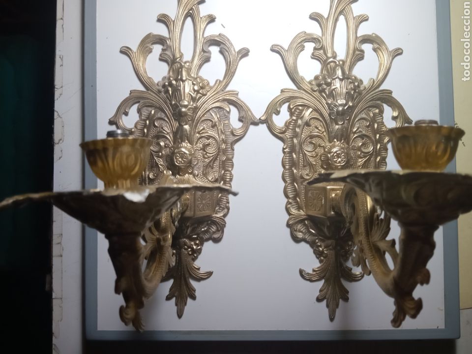 Antig&uuml;edades: Apliques de pared en bronce ( pareja ) - Foto 7