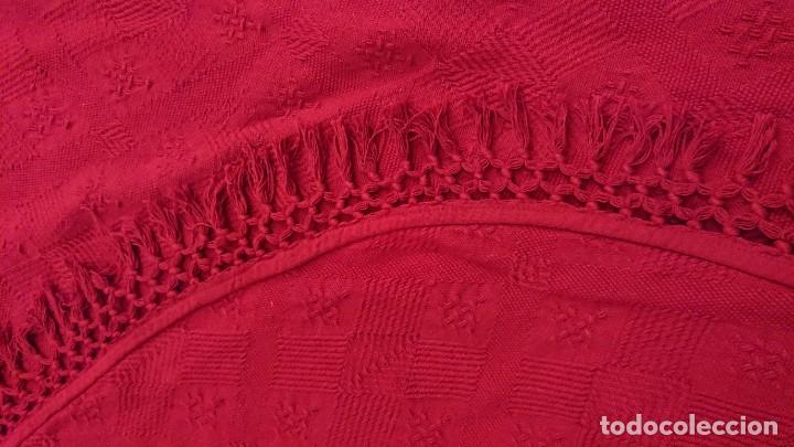 Antig&uuml;edades: COLCHA DE ALGOD&Oacute;N, ROJO TANGO, CAMA DE 1,35 - Foto 2