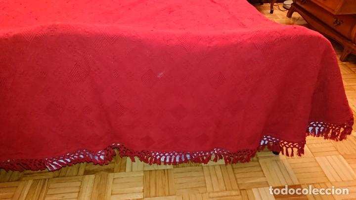 Antig&uuml;edades: COLCHA DE ALGOD&Oacute;N, ROJO TANGO, CAMA DE 1,35 - Foto 3