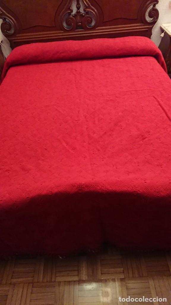 Antig&uuml;edades: COLCHA DE ALGOD&Oacute;N, ROJO TANGO, CAMA DE 1,35 - Foto 4