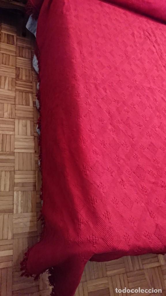 Antig&uuml;edades: COLCHA DE ALGOD&Oacute;N, ROJO TANGO, CAMA DE 1,35 - Foto 5