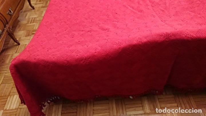 Antig&uuml;edades: COLCHA DE ALGOD&Oacute;N, ROJO TANGO, CAMA DE 1,35 - Foto 6