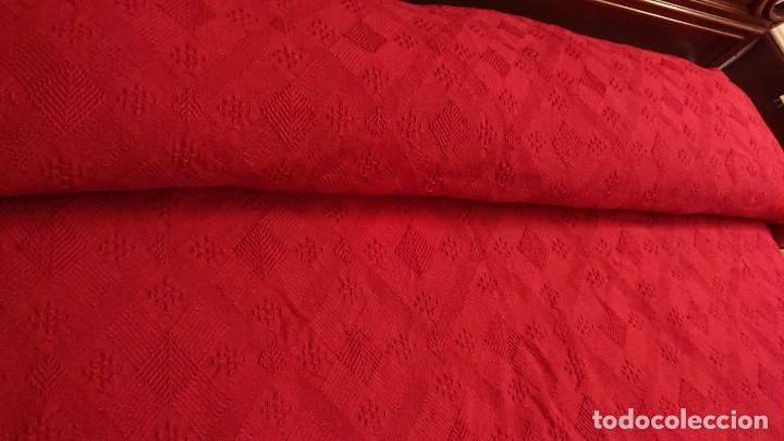 Antig&uuml;edades: COLCHA DE ALGOD&Oacute;N, ROJO TANGO, CAMA DE 1,35 - Foto 7