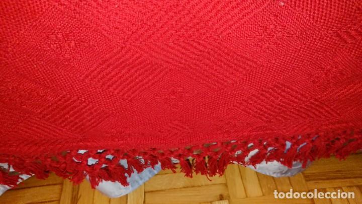 Antig&uuml;edades: COLCHA DE ALGOD&Oacute;N, ROJO TANGO, CAMA DE 1,35 - Foto 8