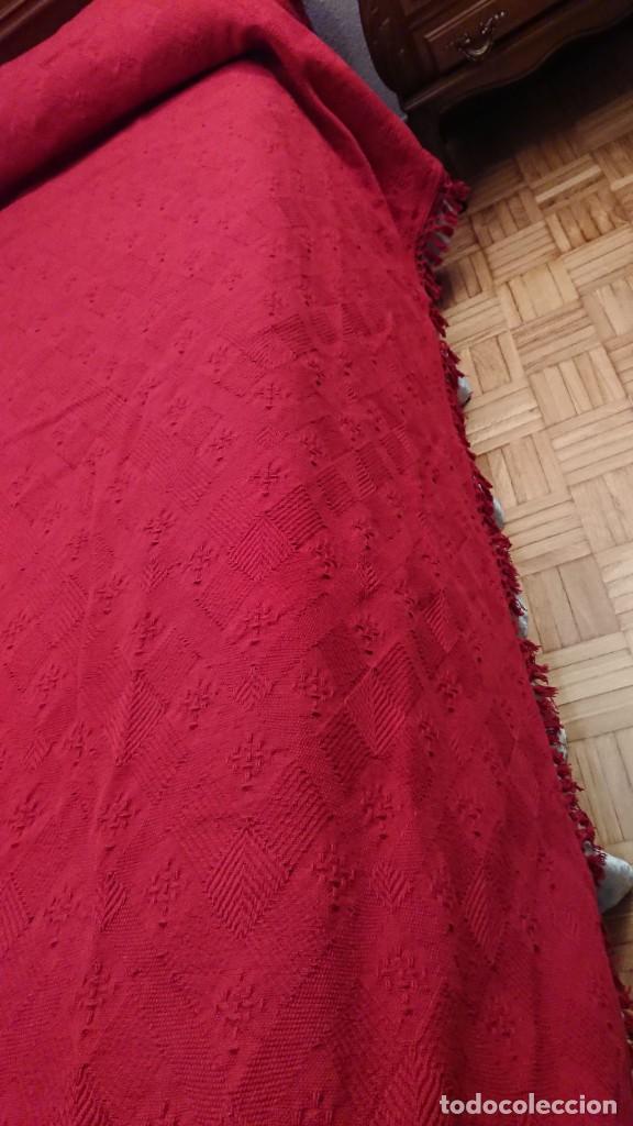 Antig&uuml;edades: COLCHA DE ALGOD&Oacute;N, ROJO TANGO, CAMA DE 1,35 - Foto 9