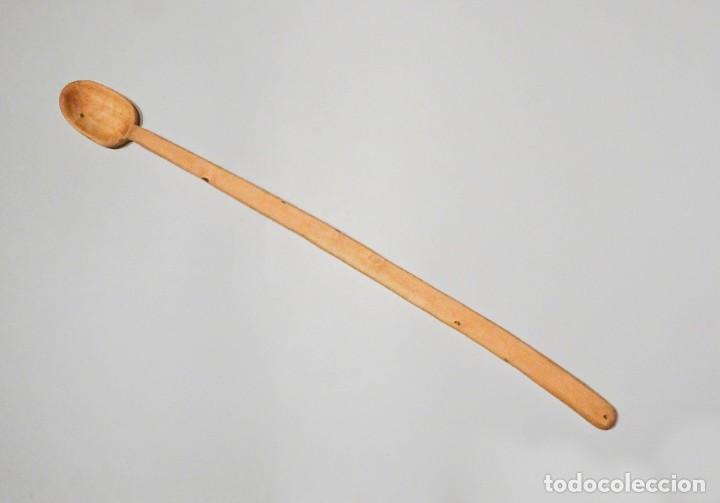 Antig&uuml;edades: CUCHAR&Oacute;N ARTESANAL MADERA LARGO R&Uacute;STICO #1 - Foto 1