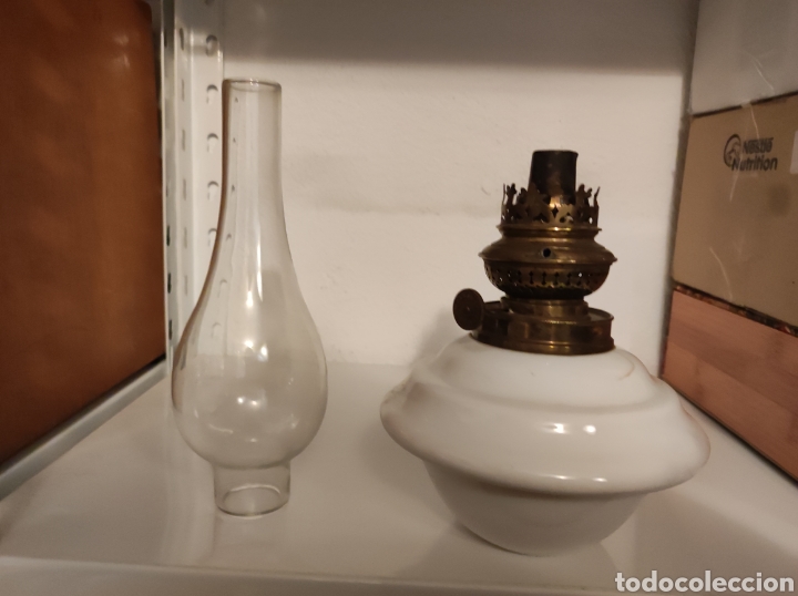 Antig&uuml;edades: L&aacute;mpara quinqu&eacute; de techo. Siglo XIX - Foto 3