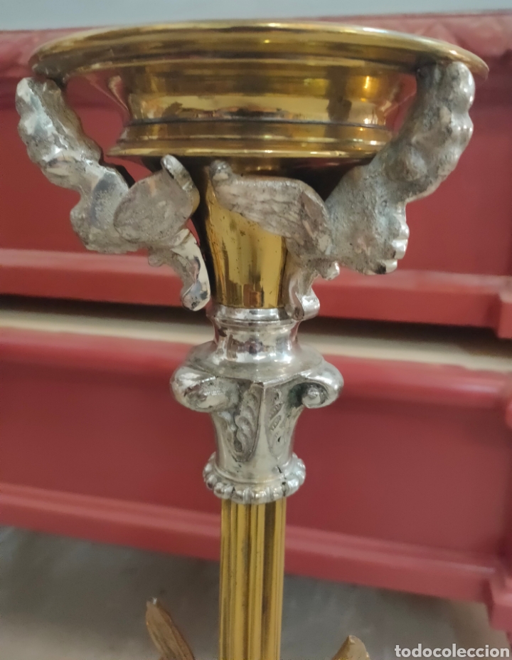 Antig&uuml;edades: 2 Candelabros de bronce - Foto 3