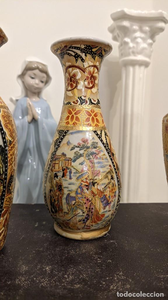 Antig&uuml;edades: COLECCI&Oacute;N 3 MINI JARRONES ESTILO SATSUMA - Foto 3