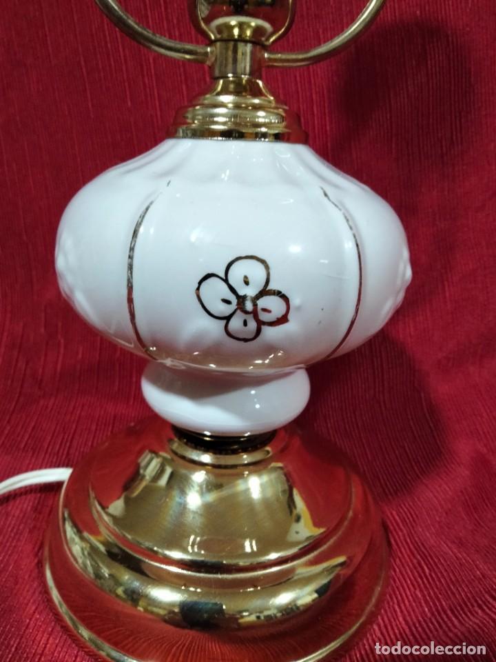 Antig&uuml;edades: LAMPARA DE LATON Y PORCELANA - Foto 4