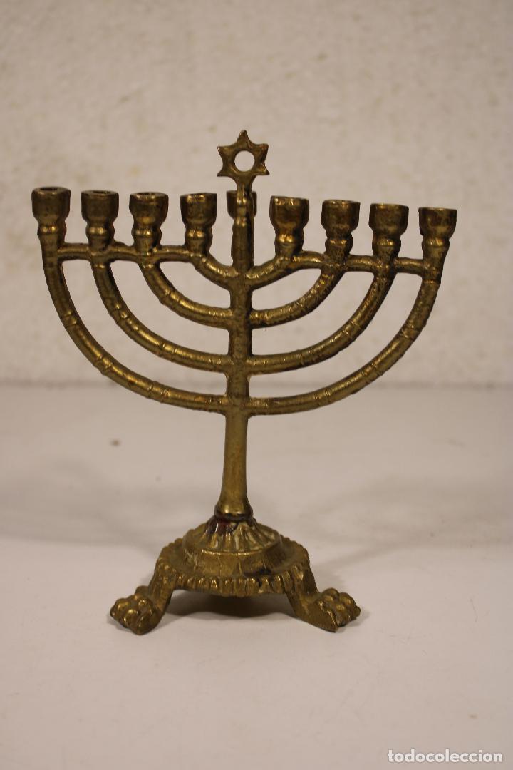 Antig&uuml;edades: candelabro Chanukkah 9 brazos bronce - Foto 2