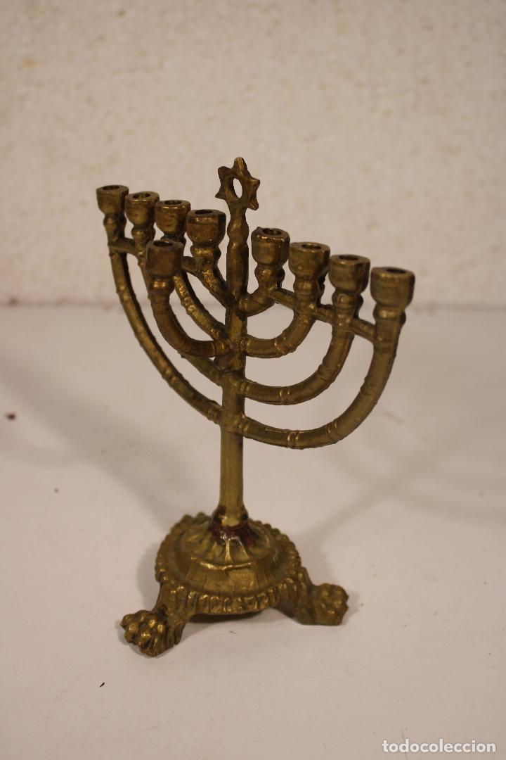 Antig&uuml;edades: candelabro Chanukkah 9 brazos bronce - Foto 3