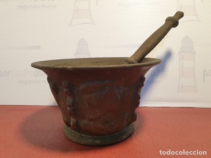 Antig&uuml;edades: Antiguo almirez bronce 19.7 cm di&aacute;metro - Foto 1
