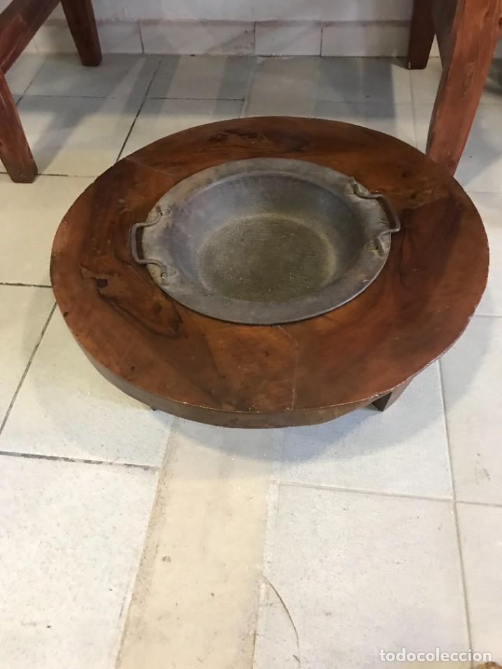Antig&uuml;edades: BRASERO CON SOPORTE DE MADERA (RESTAURADO) - Foto 3