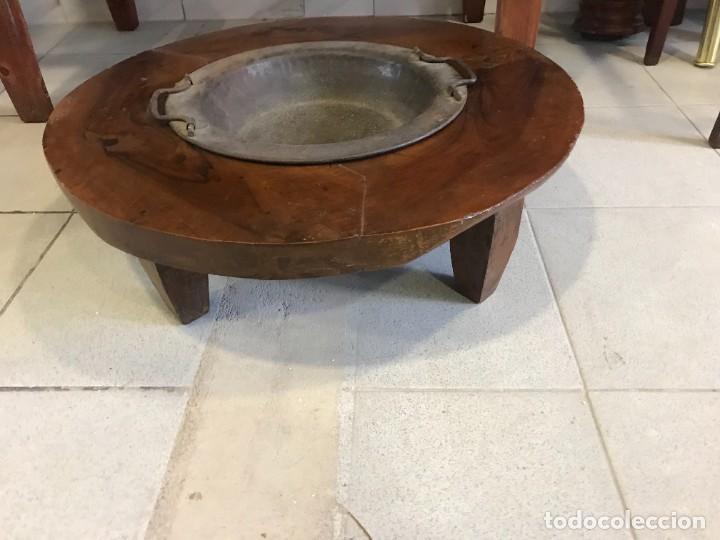 Antig&uuml;edades: BRASERO CON SOPORTE DE MADERA (RESTAURADO) - Foto 4