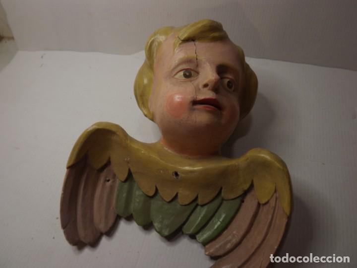Antig&uuml;edades: Angel de madera,estucado y pintado. - Foto 2