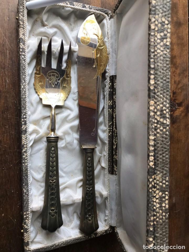 Antig&uuml;edades: Juego de servir pescado alpaca - Foto 1