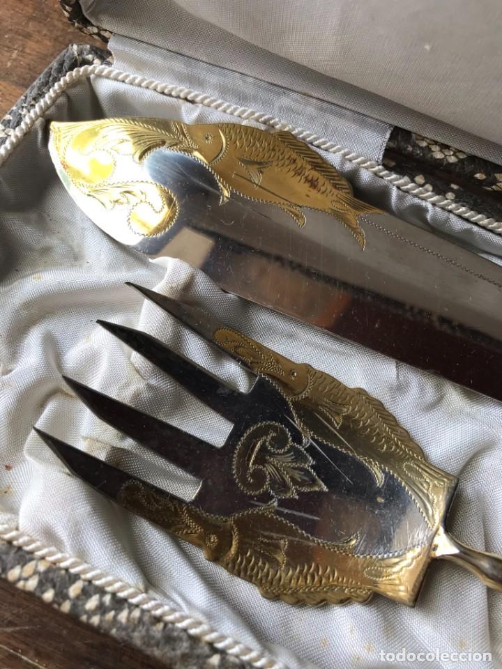 Antig&uuml;edades: Juego de servir pescado alpaca - Foto 2