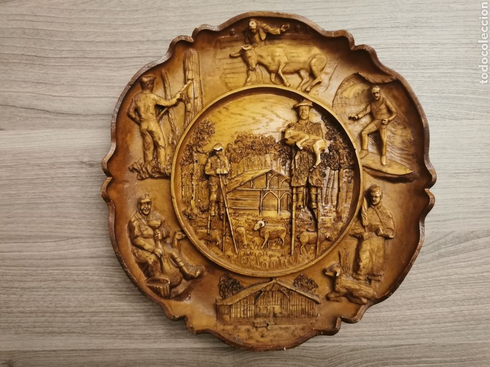 Antiquit&auml;ten: LES LANDES - LAS LANDAS - plato decorativo en relieve tipo cuadro IPARRALDE EUSKAL HERRIA