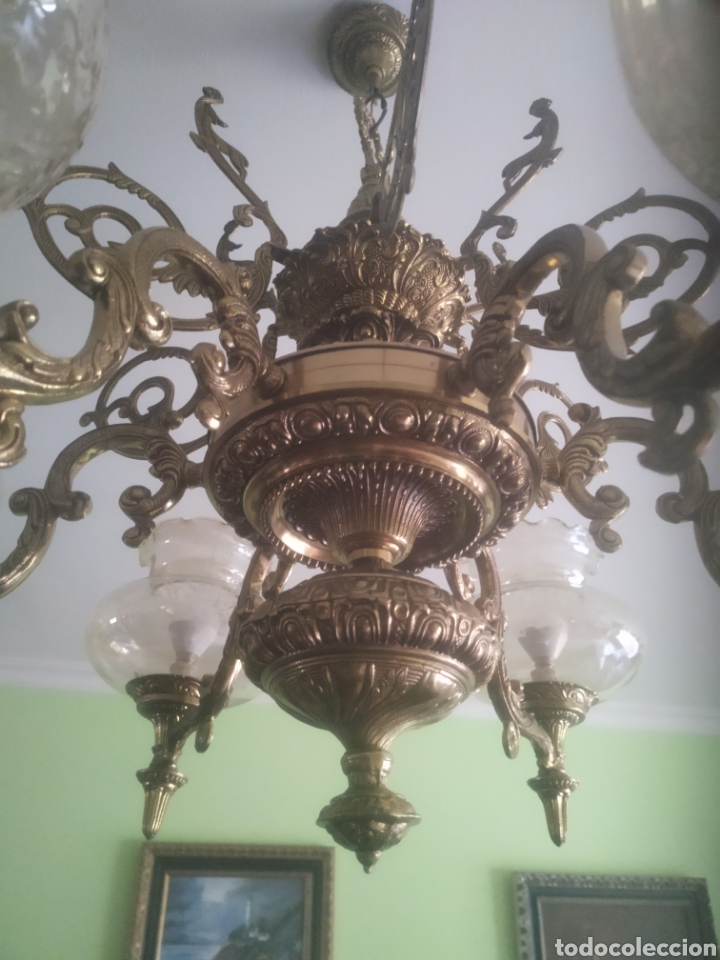 Antig&uuml;edades: Lampara antigua de bronce - Foto 2