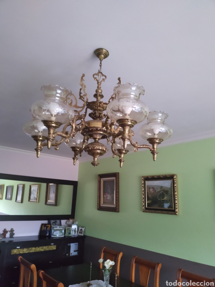 Antig&uuml;edades: Lampara antigua de bronce - Foto 3