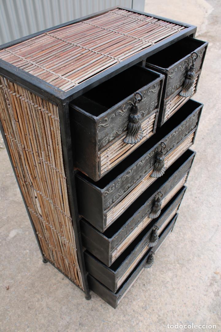 Antig&uuml;edades: mueble estante de hierro de forja y bamb&uacute; - Foto 4