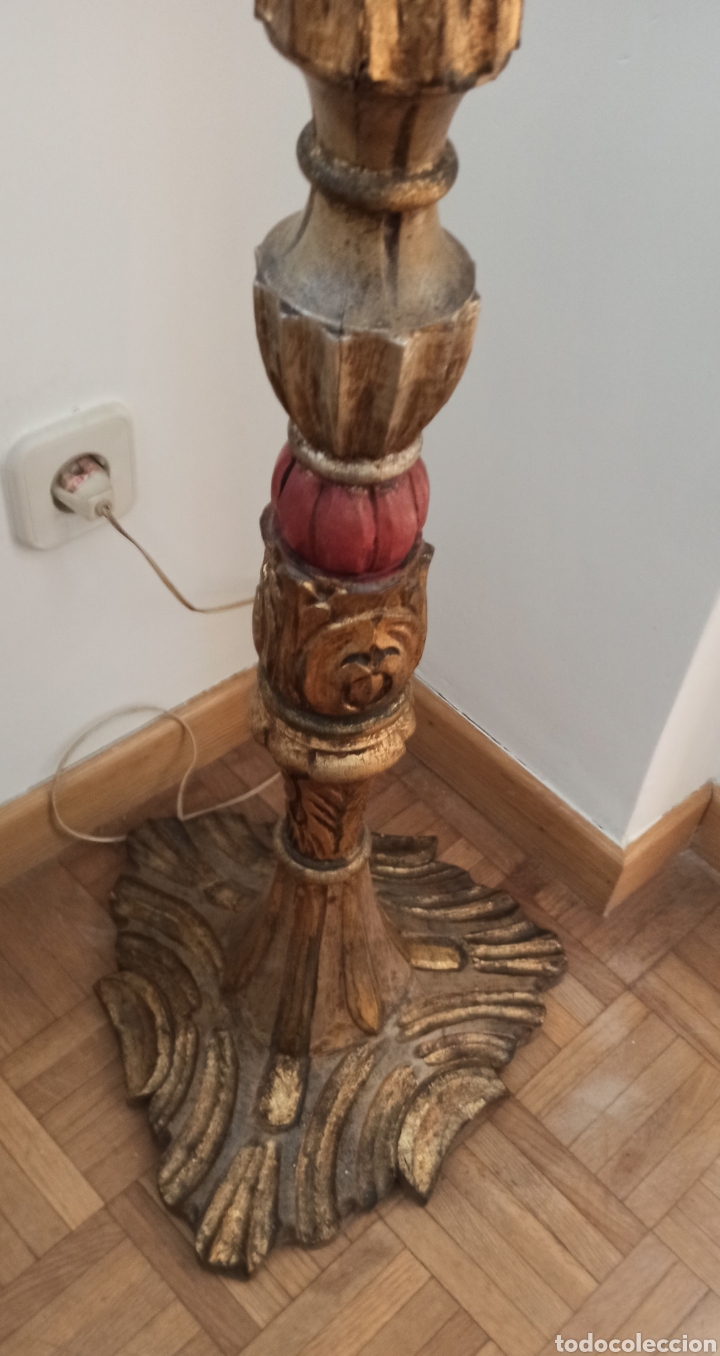Antig&uuml;edades: ANTIGUA LAMPARA DE MADERA TALLADA - Foto 2