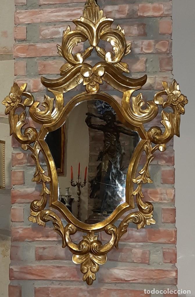 Antig&uuml;edades: CORNUCOPIA ESPEJO DE MADERA ANTIGUA CON PAN DE ORO S XIX - Foto 3
