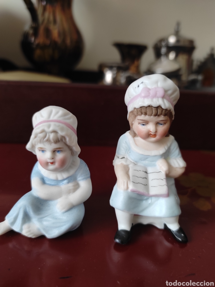 Antig&uuml;edades: Pareja figuras porcelana biscuit - Foto 1