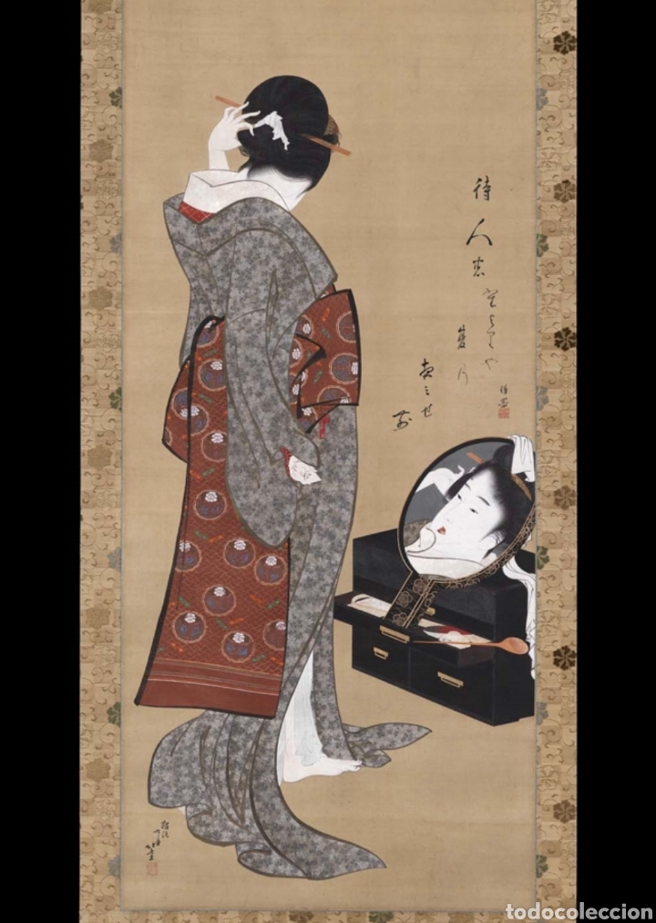 Antigüedades: Espejo de mano japonés de niquel patinado con bronce era Meiji - Foto 7 - 312376473