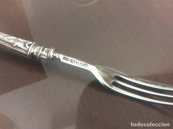 Antig&uuml;edades: ANTIGUO TENEDOR PASTELES - DE PLATA - SOLID SILVER - CONTRASTES - c 1852 - Foto 4