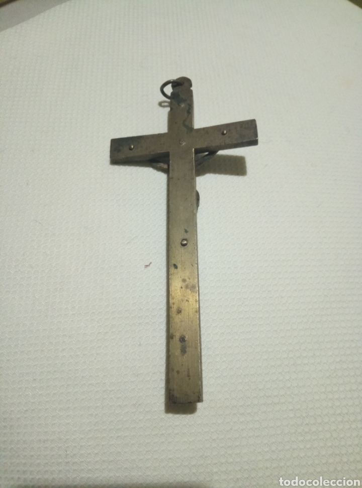 Antig&uuml;edades: Cruz bronce madera incrustada - Foto 2