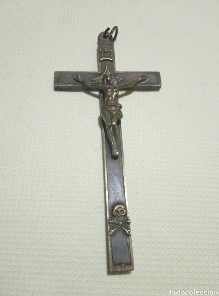 Antig&uuml;edades: Cruz bronce madera incrustada - Foto 3