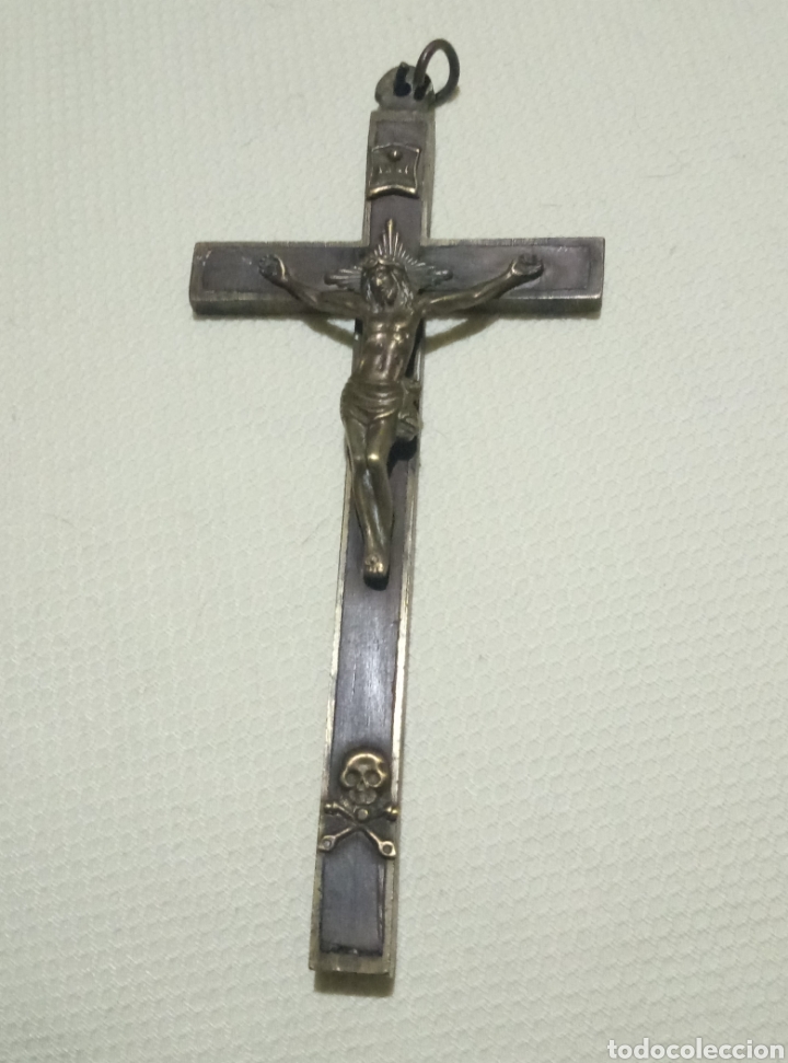Antig&uuml;edades: Cruz bronce madera incrustada - Foto 1