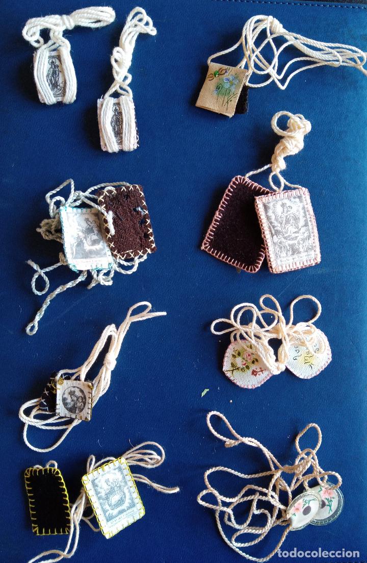 Antig&uuml;edades: LOTE DE PEQUE&Ntilde;OS ESCAPULARIOS HECHOS A MANO. - Foto 1