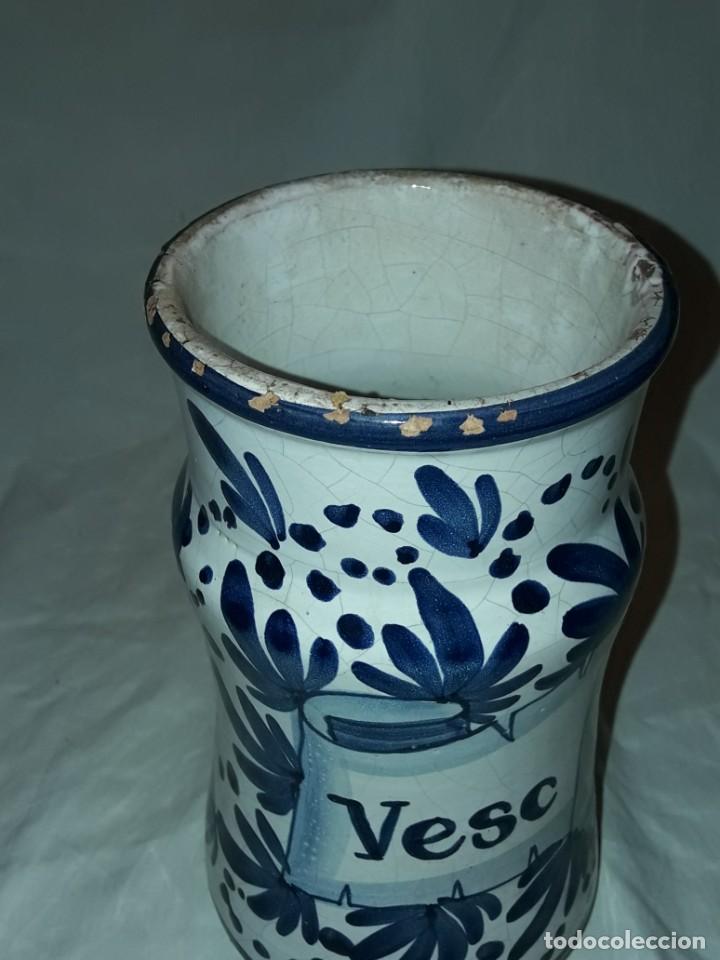 Antigüedades: Bello antiguo tarro albarelo cerámica Farmacia Llivia Vesc 19.5cm - Foto 5 - 312823608