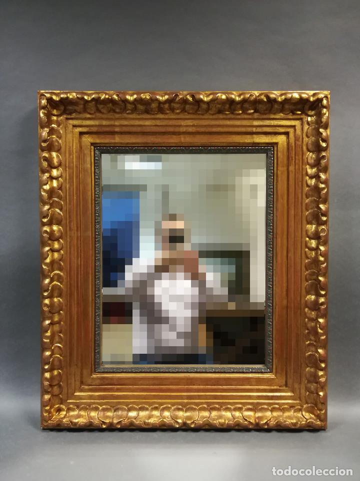 Antig&uuml;edades: ESPEJO CON MARCO DE MADERA CON PAN DE ORO - Foto 2