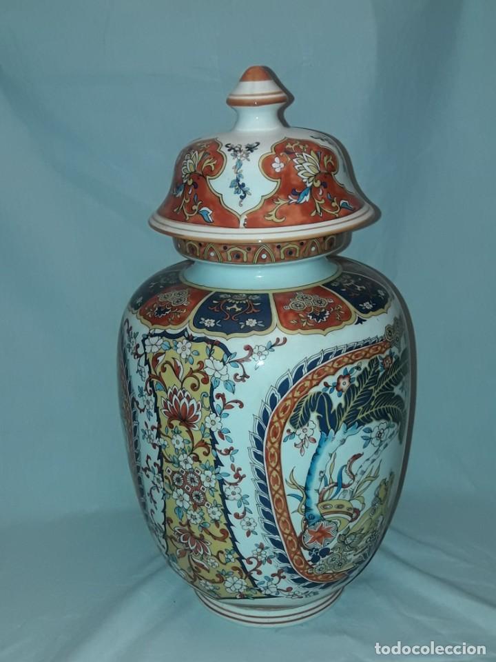 Antigüedades: Precioso tibor porcelana fina china con excepcional decoración oriental 37cm - Foto 3 - 313044768